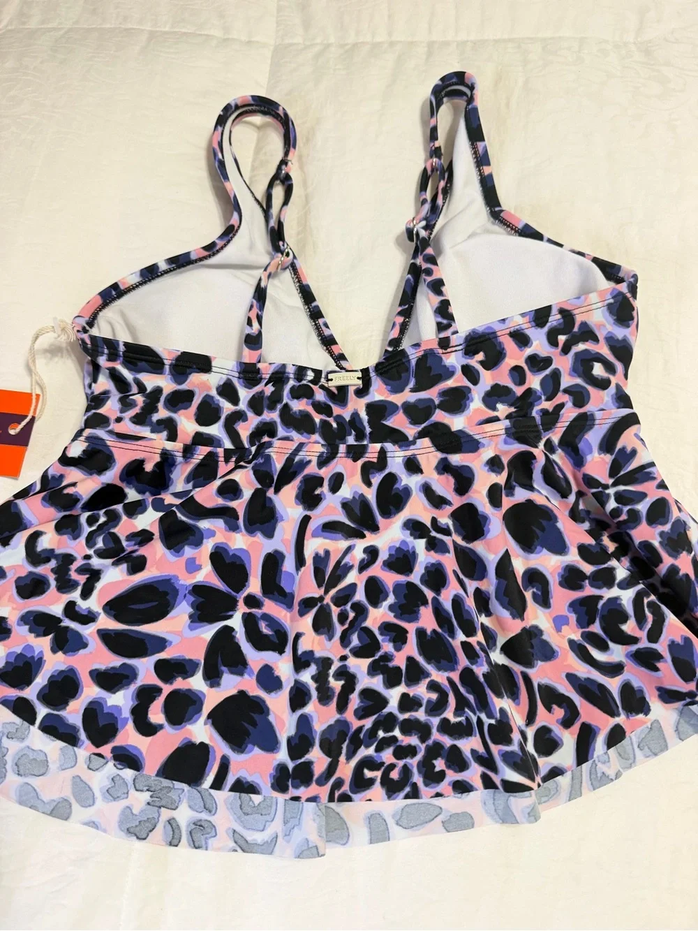 NWT Freely Leopard Print Tankini Top Pink Purple Swim Top A-Line Flowy - Picture 3 of 6